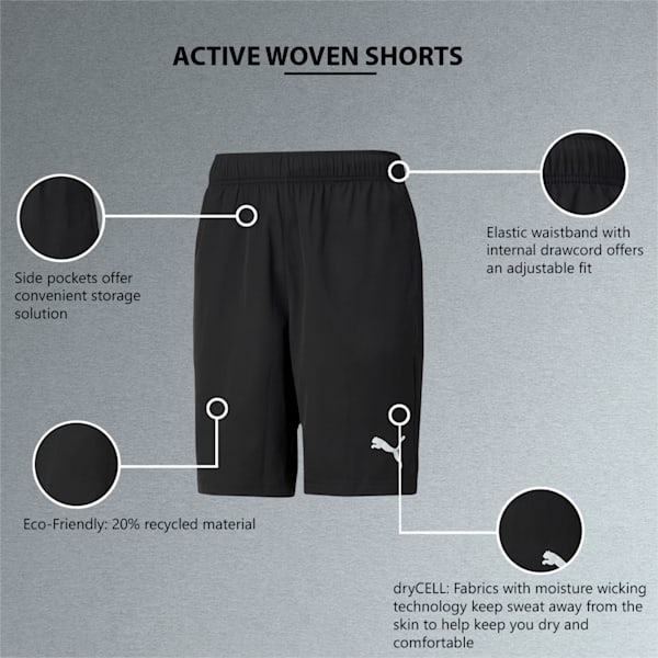 Active Woven 9" Regular Fit Men's Shorts, Puma Black, extralarge-IND